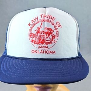 Kaw tribe of Oklahoma Snap back truck her hat tap.Rope..vintage